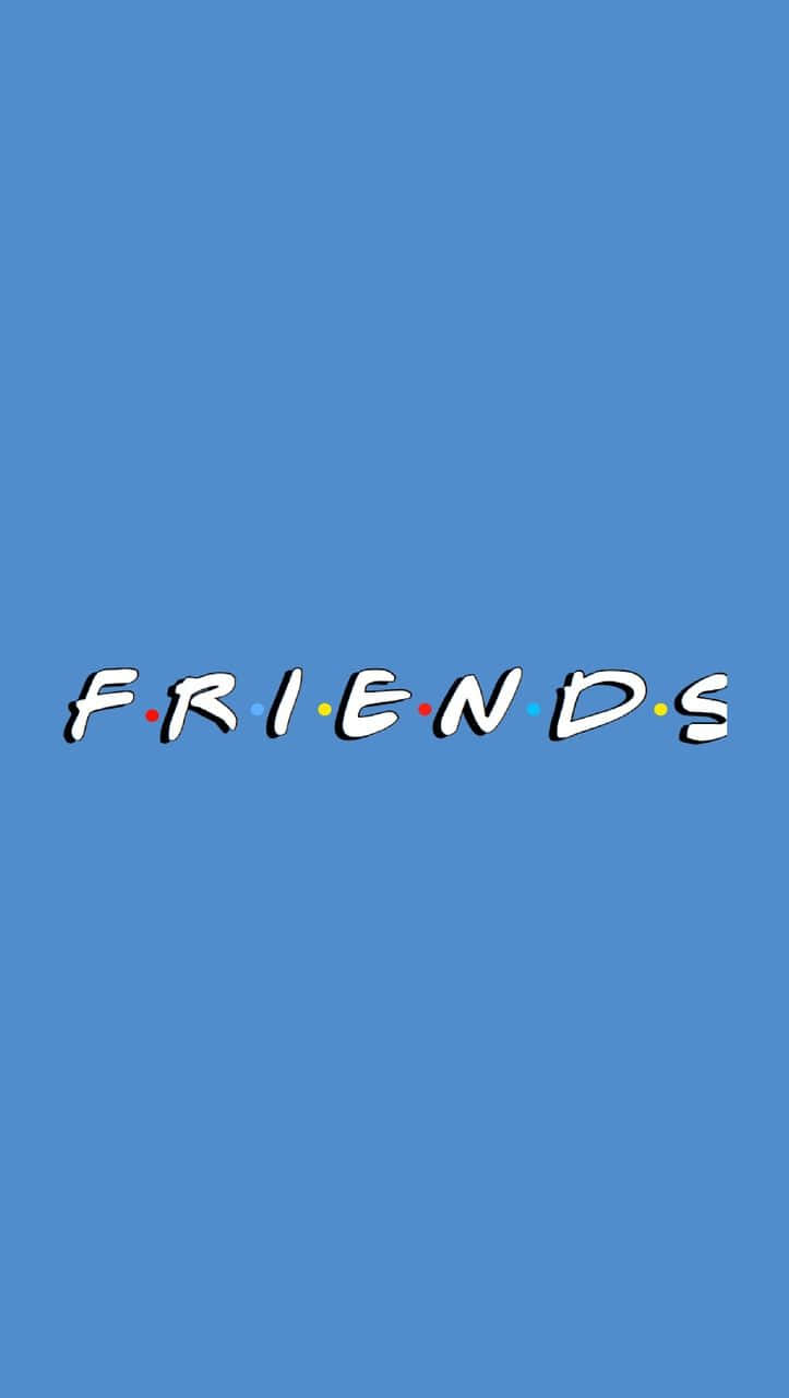 Friends iPhone 桌布 壁紙 — 標誌性的《FRIENDS》電視節目標誌居中在純藍色背景上，字母之間有彩色圓點。