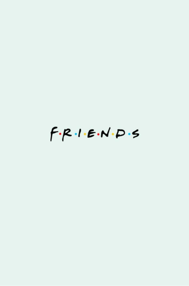 桌布 壁紙 — 標誌性的《FRIENDS》電視節目標誌居中顯示在淡薄荷綠色背景上，字母之間有彩色圓點。