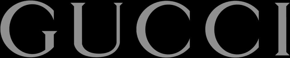 標誌 桌布 壁紙 — 標誌性的 Gucci 標誌以時尚的灰色字體呈現於純黑背景上。