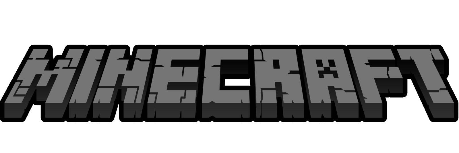 Minecraft Logo 桌布 壁紙 — 標誌性的 Minecraft 標誌以塊狀像素化灰色字母呈現，帶有裂紋紋理，背景為白色。