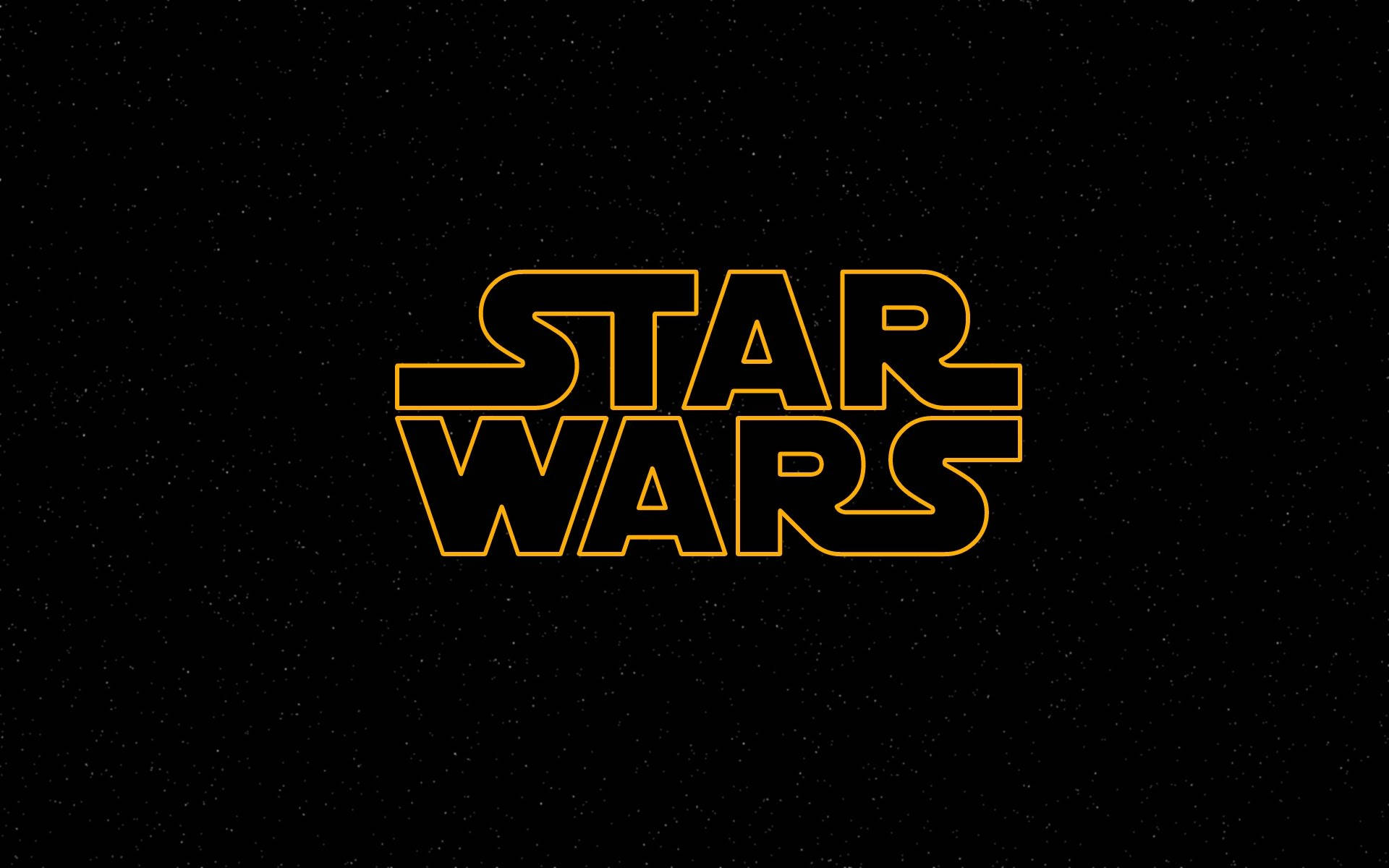 Star Wars Logo 桌布 壁紙 — 標誌性的《星際大戰》標誌在佈滿星星的黑色背景上以鮮黃色發光。