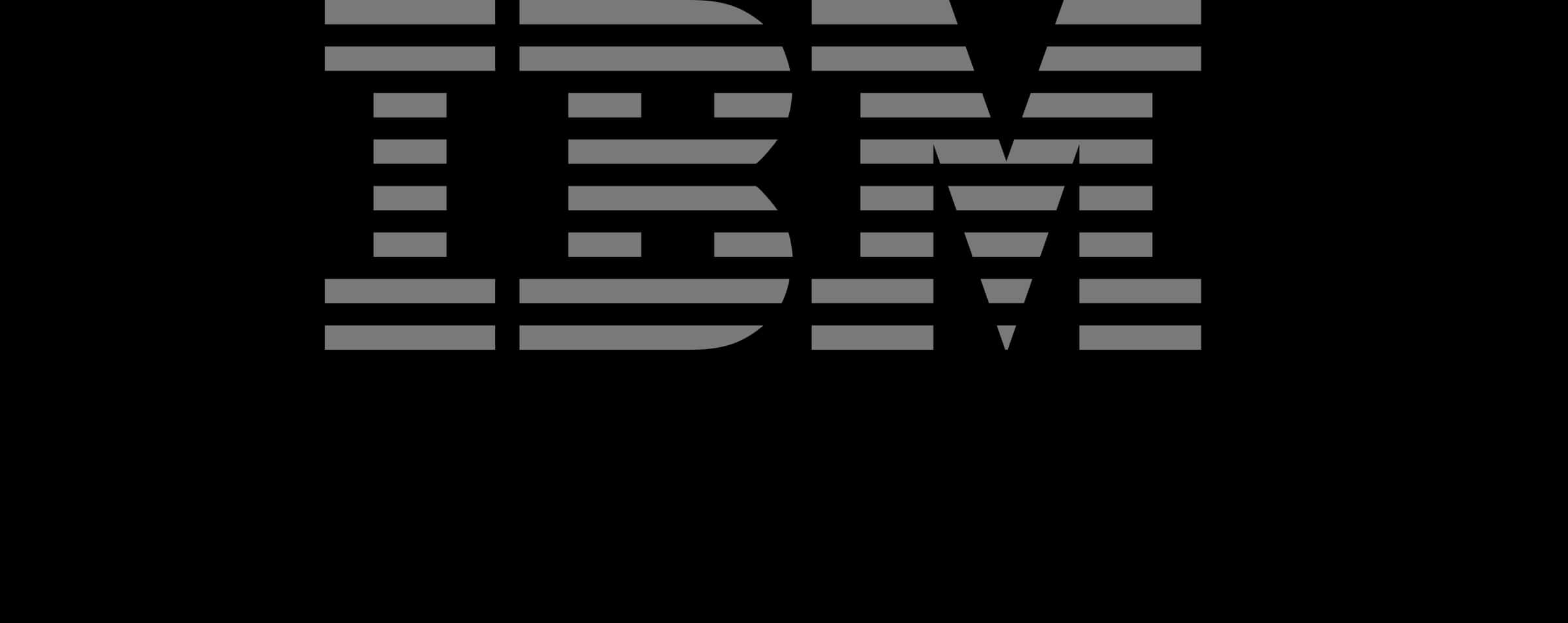 科技動圖 桌布 壁紙 — 標誌性的IBM標誌以灰色水平條紋居中顯示在純黑色背景上。
