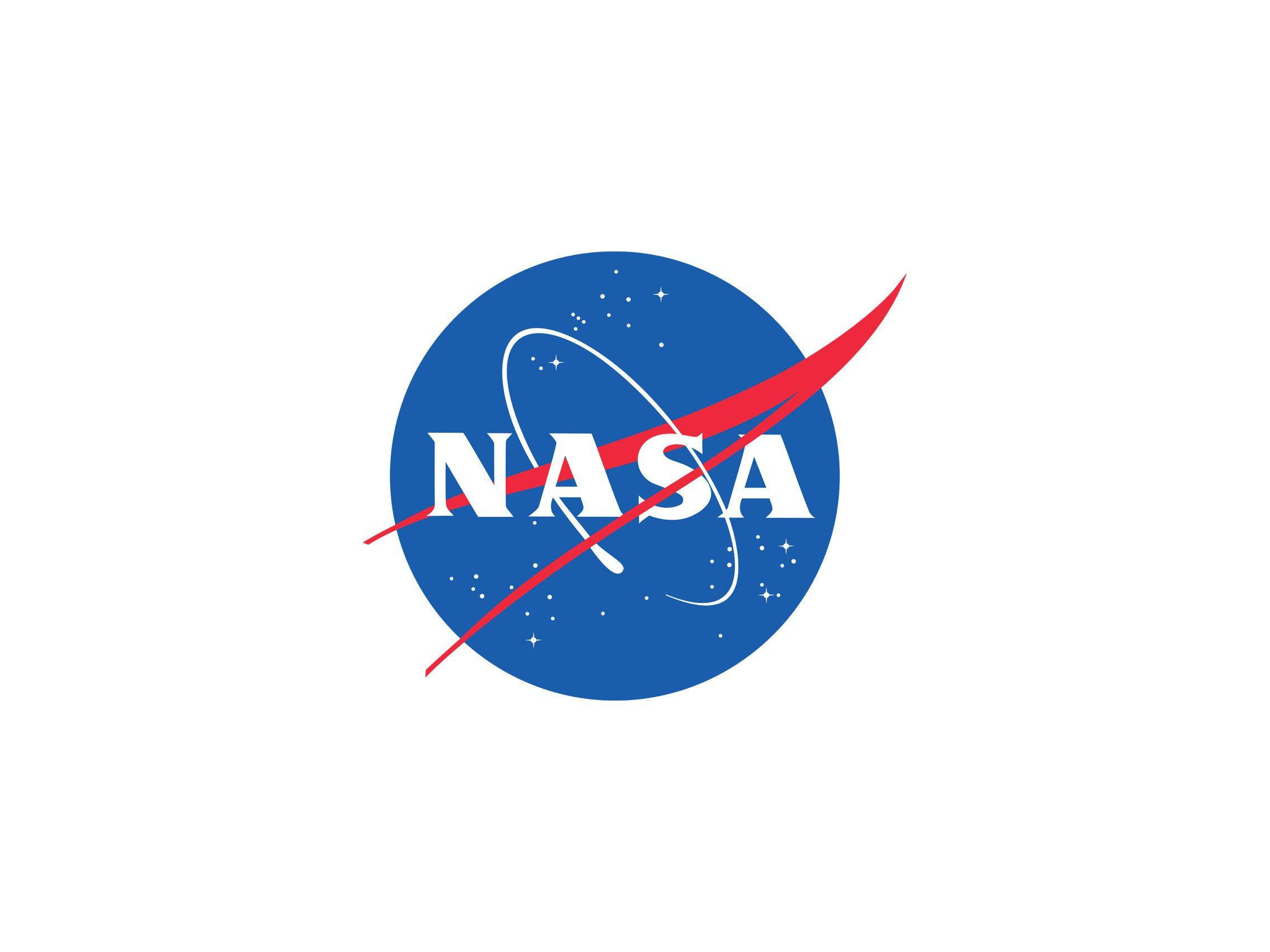nasa 美學 桌布 壁紙 — 標誌性的NASA標誌以白色背景上的藍色圓圈內有粗體白色字母、紅色弧線和白色軌道路徑為特色。