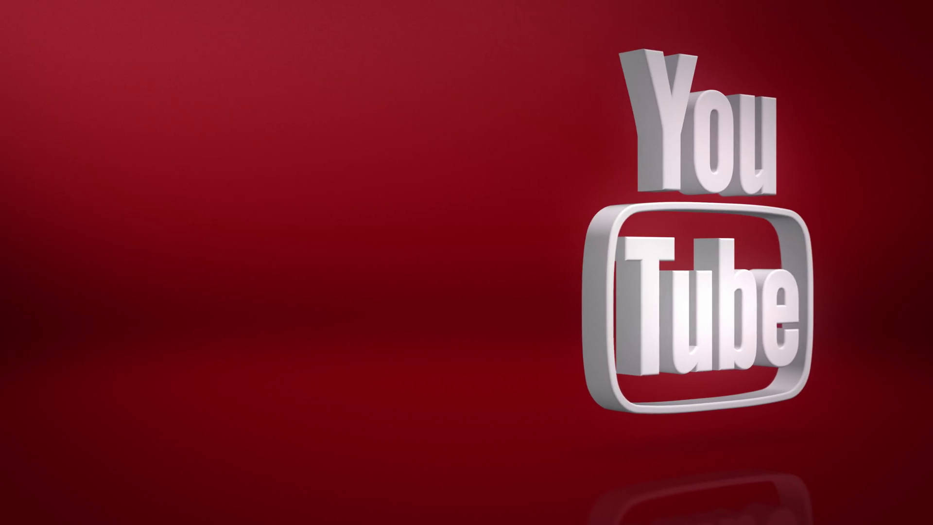 YouTube縮圖 桌布 壁紙 — 標誌性的YouTube標誌以白色3D形式漂浮在漸變紅色背景上，帶有微妙的倒影。