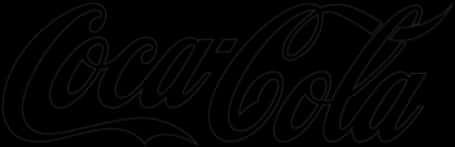 Coca Cola Logo 桌布 壁紙 — 標誌性的可口可樂手寫字體標誌以黑色細線條呈現在純黑色背景上。