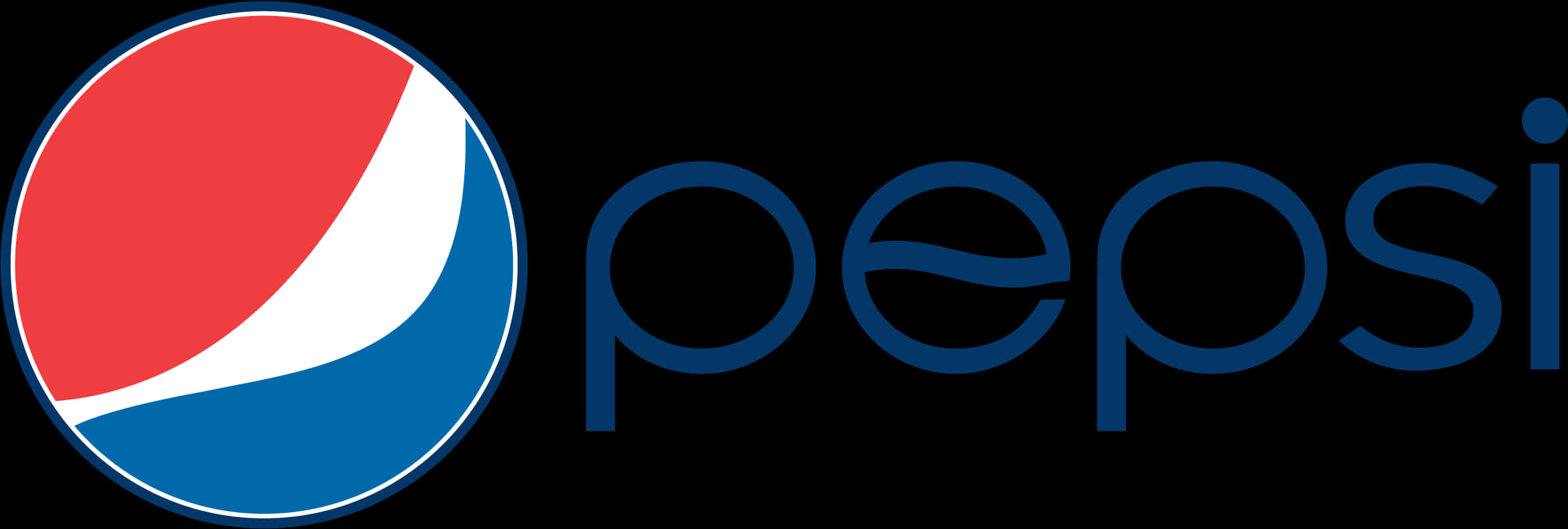 Pepsi Logo 桌布 壁紙 — 標誌性的百事可樂標誌，採用紅、白、藍圓形設計，黑色背景上帶有藍色小寫文字。