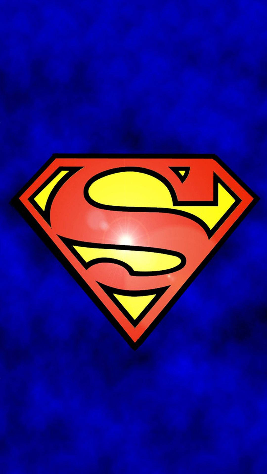 superman symbol iPhone 桌布 壁紙 — 標誌性的超人標誌在帶有紋理的深藍色背景上閃耀著明亮的黃色「S」。