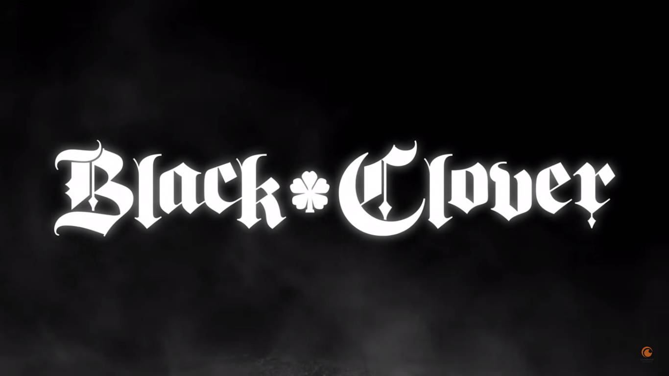 clover 桌布 壁紙 — 標題 Black Clover 以華麗的白色字體在煙霧瀰漫的黑色背景上發光。