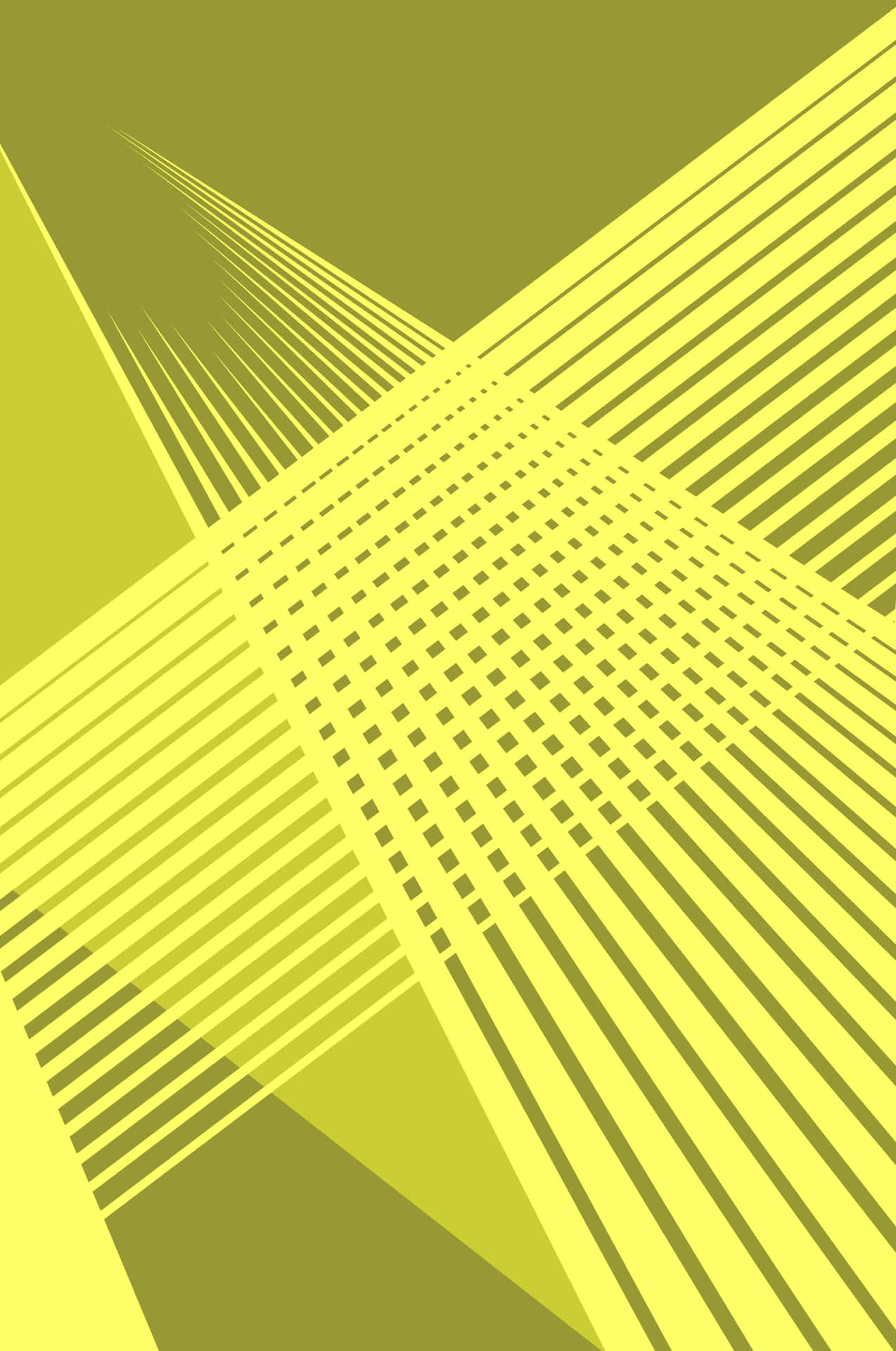 Green Yellow Stripe Abstract 壁紙 — 橄欖綠背景上相交的黃色線條和網格的鮮豔抽象幾何圖案。