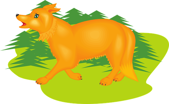 橘色生物森林插畫 壁紙