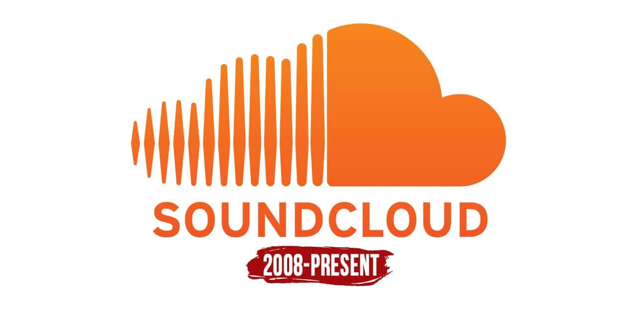 Soundcloud 桌布 壁紙 — 橙色 SoundCloud 標誌，帶有波形設計和文字，背景為白色。