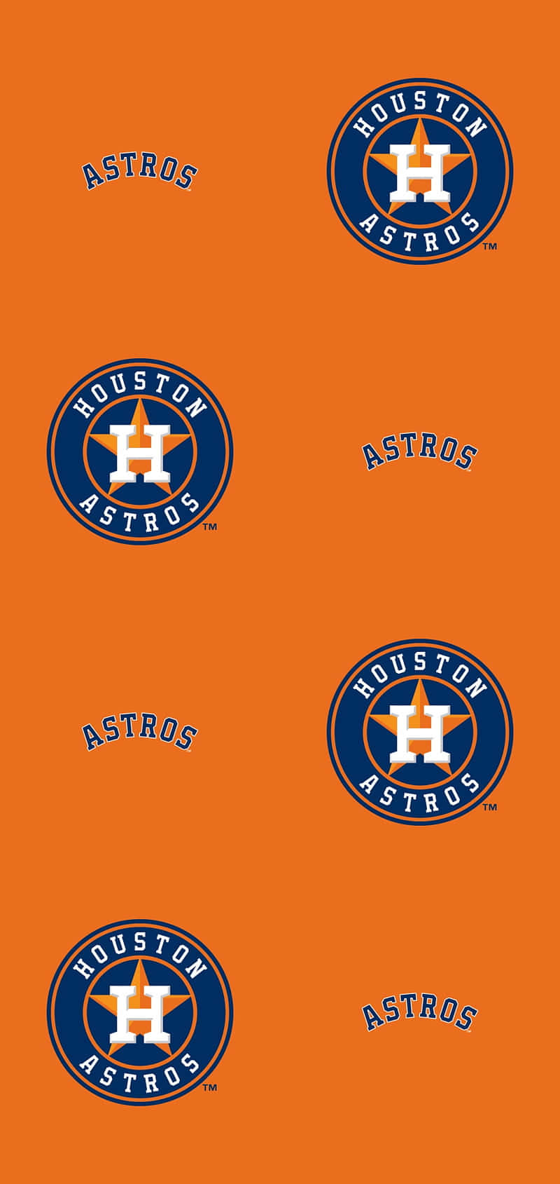 Astros 桌布 壁紙 — 橙色桌布，重複出現休士頓太空人隊標誌及藍白文字。
