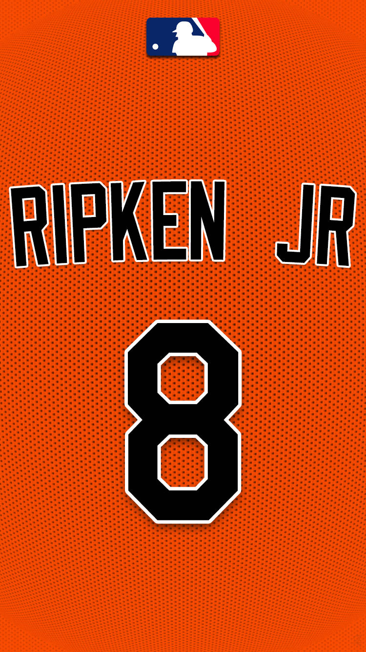 cal ripken jr 桌布 壁紙 — 橙色棒球衣特寫，黑色 'RIPKEN JR' 及粗體數字 '8'。