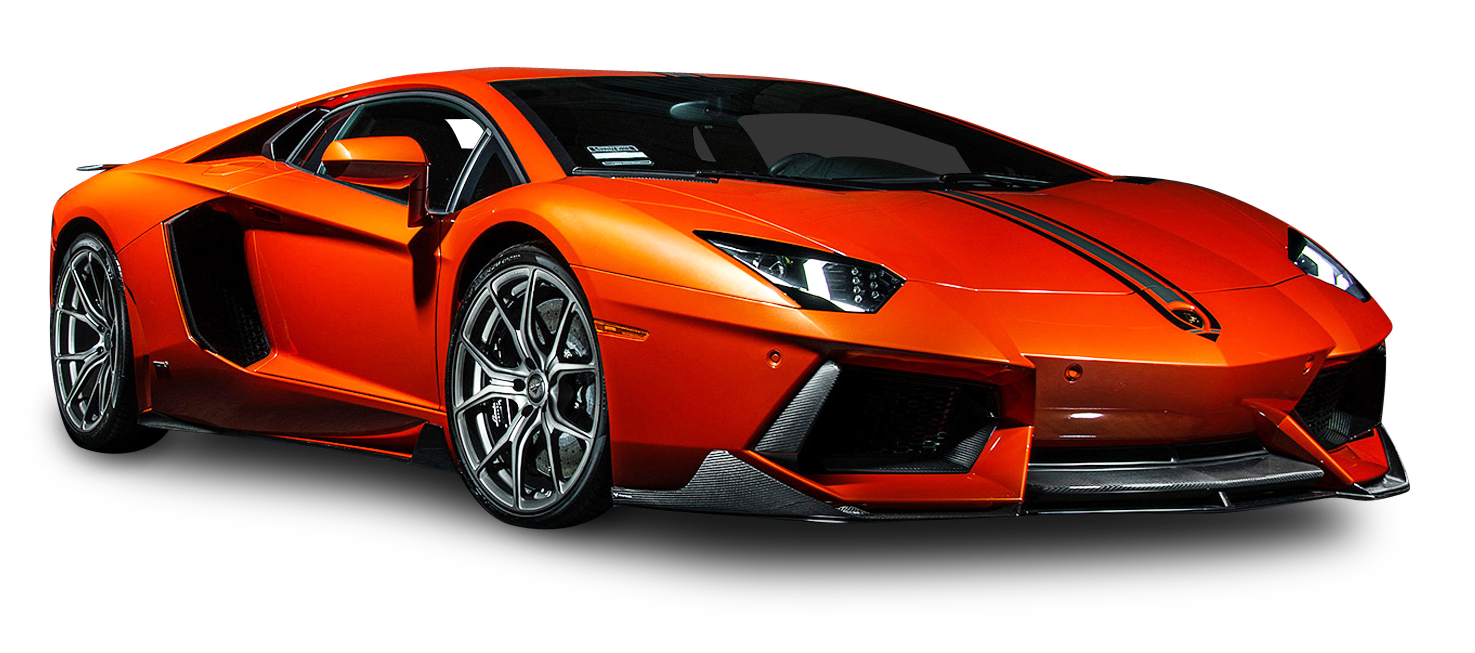 橙色蘭博基尼Aventador側面視圖