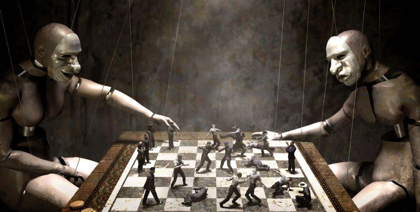 機器人對弈西洋棋的棋局 壁紙