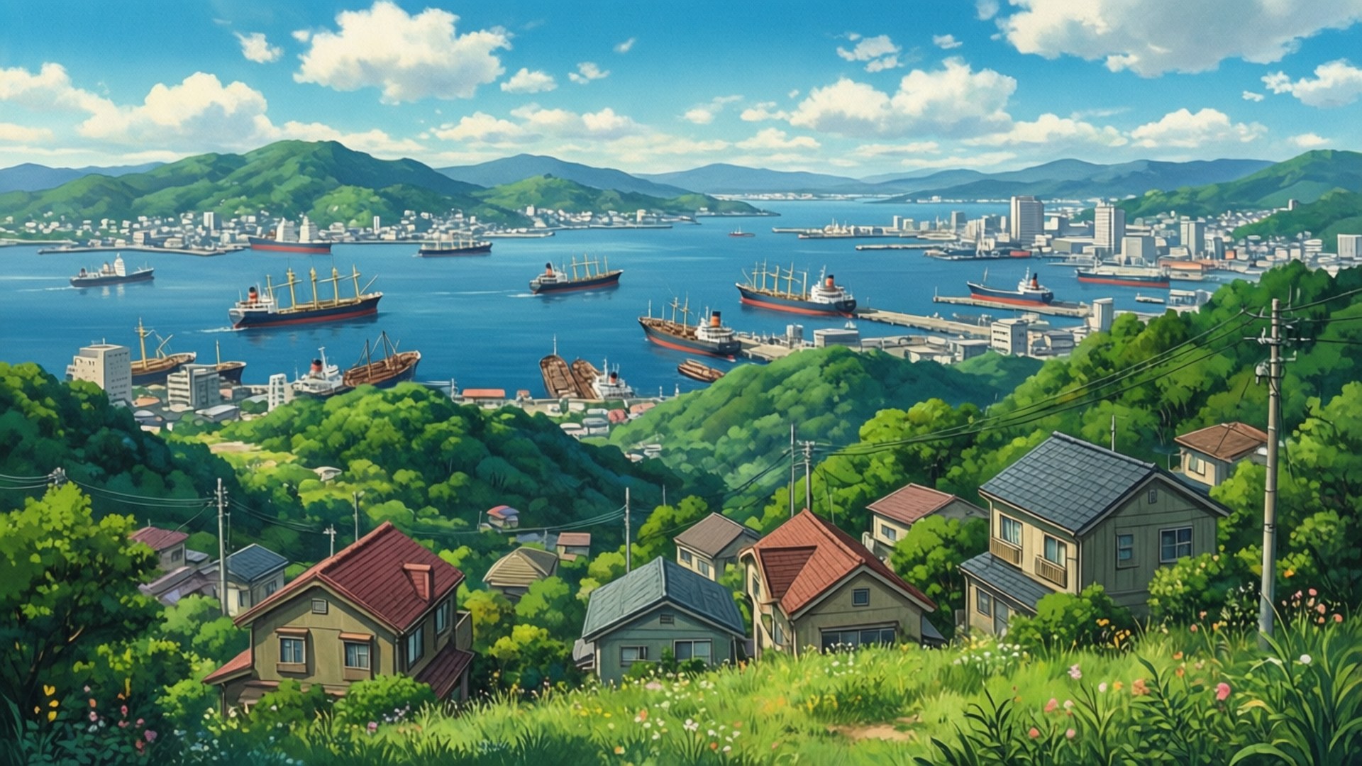 橫濱港全景 壁紙