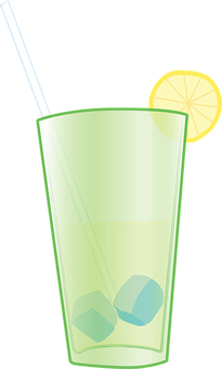 檸檬切片玻璃飲料插圖 壁紙