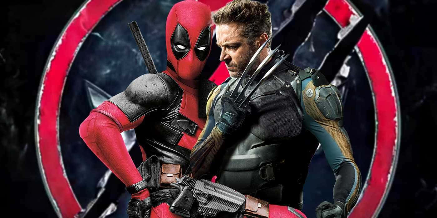 Deadpool And Wolverine 桌布 壁紙 — 死侍與金鋼狼並肩站在破碎的美國隊長盾牌前，表情強烈。