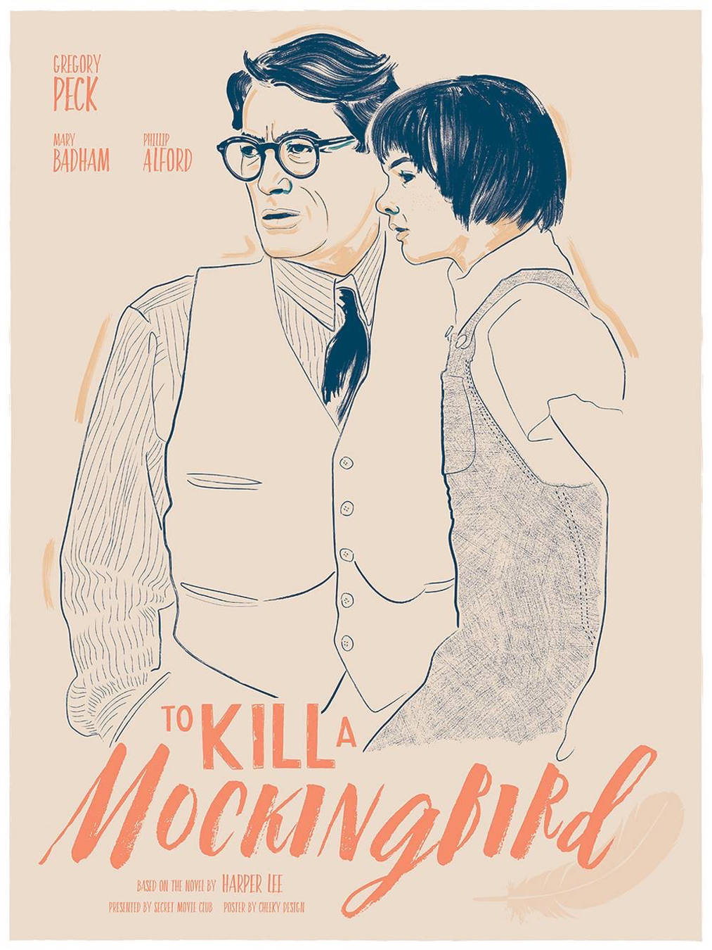 神秘 桌布 壁紙 — 《殺死一隻知更鳥》的插圖電影海報， featuring Gregory Peck 和 Mary Badham 溫柔並肩的姿勢。