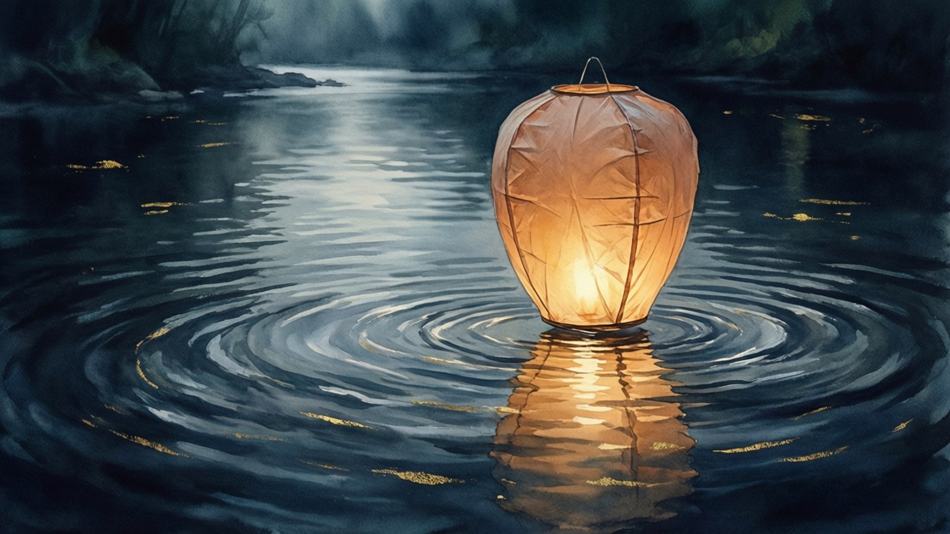 水上孤燈 壁紙