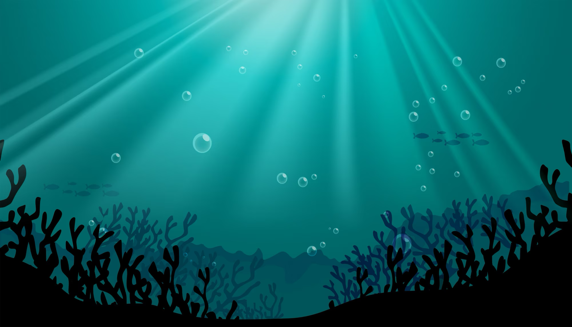 水下_光束_水中生物 壁紙