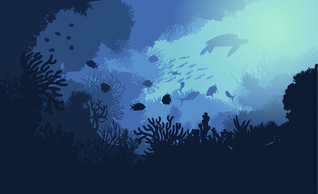 水下_水族馆_剪影场景 壁紙
