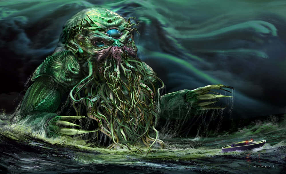 水中有觸鬚的綠色生物 壁紙