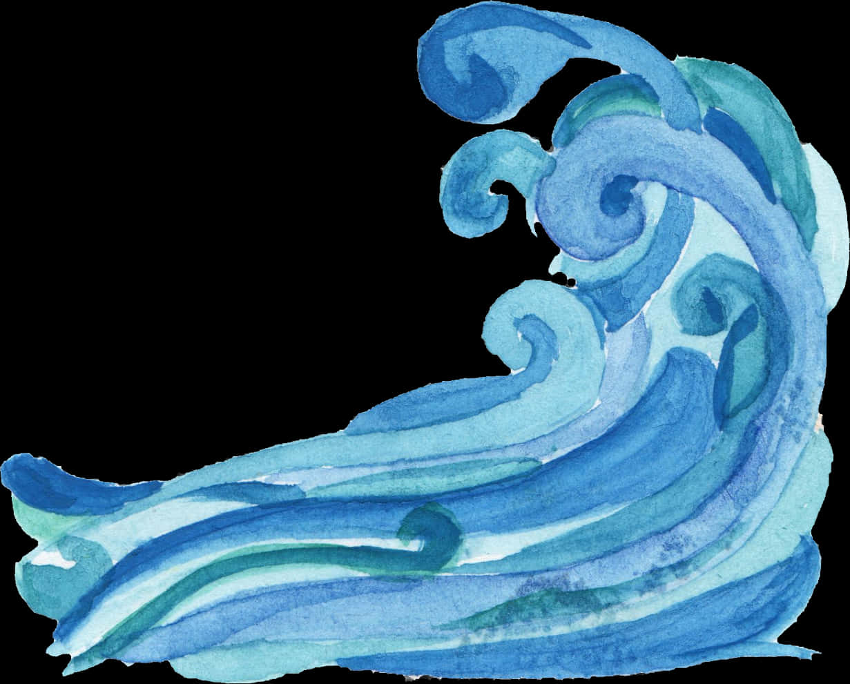 水彩波浪藝術畫作 壁紙