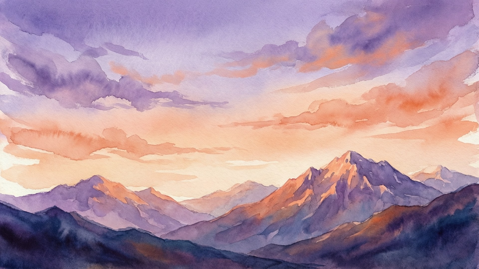 水彩漸層山巒 壁紙