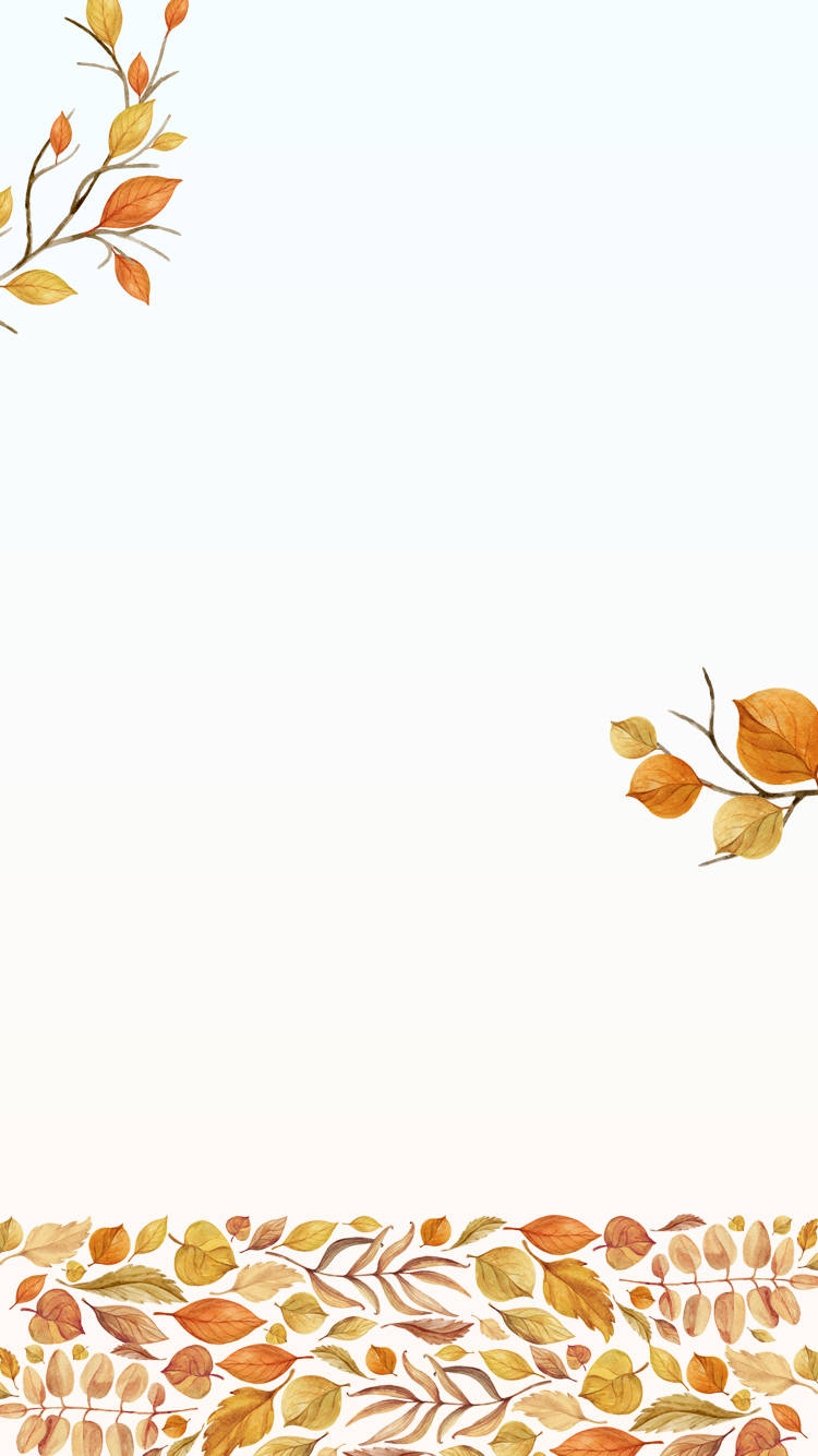 Leaves 桌布 壁紙 — 水彩秋葉框住柔和漸變背景的角落和底部。