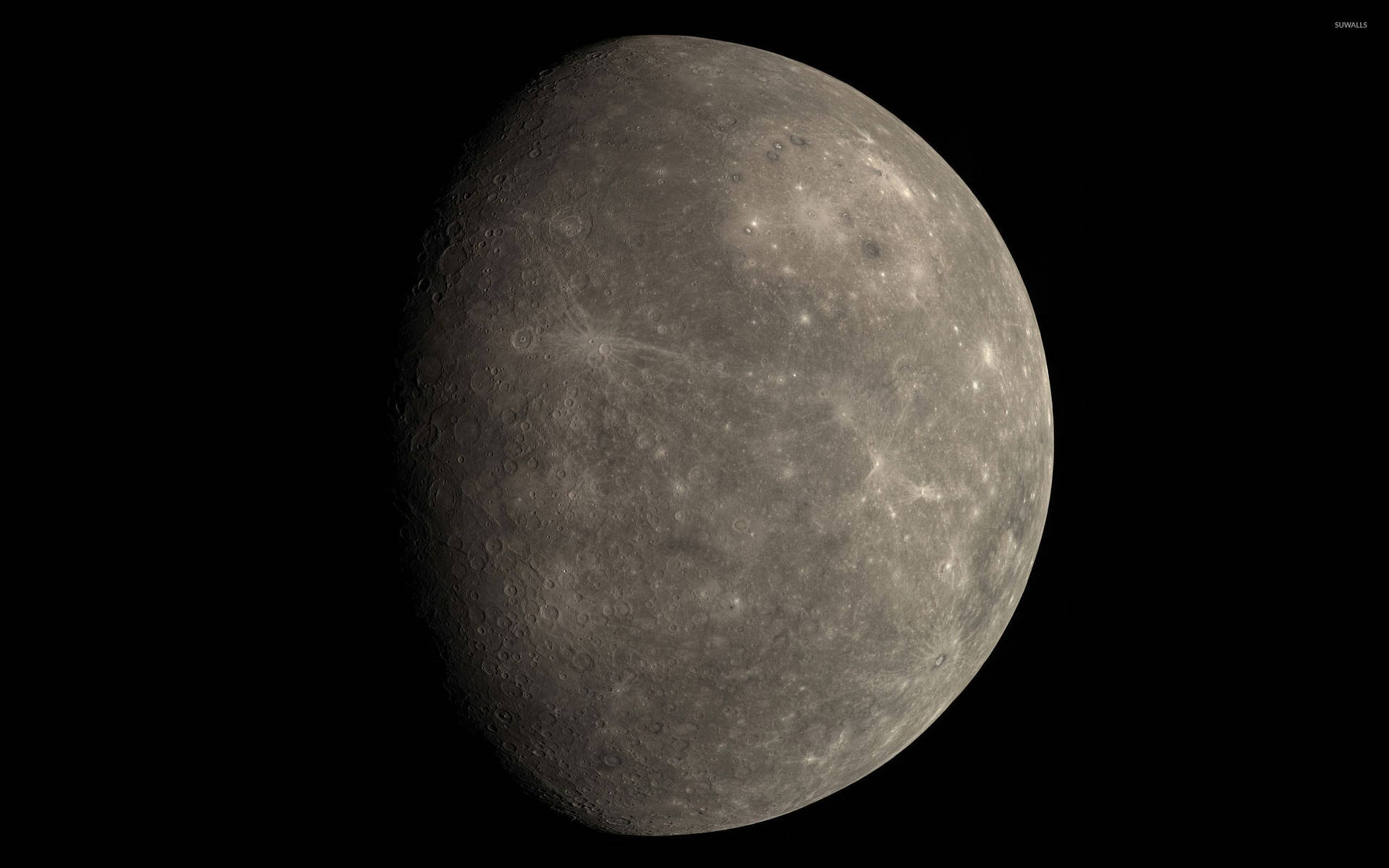 太空中可見隕石坑的水星 — 太陽系 GIF 壁紙