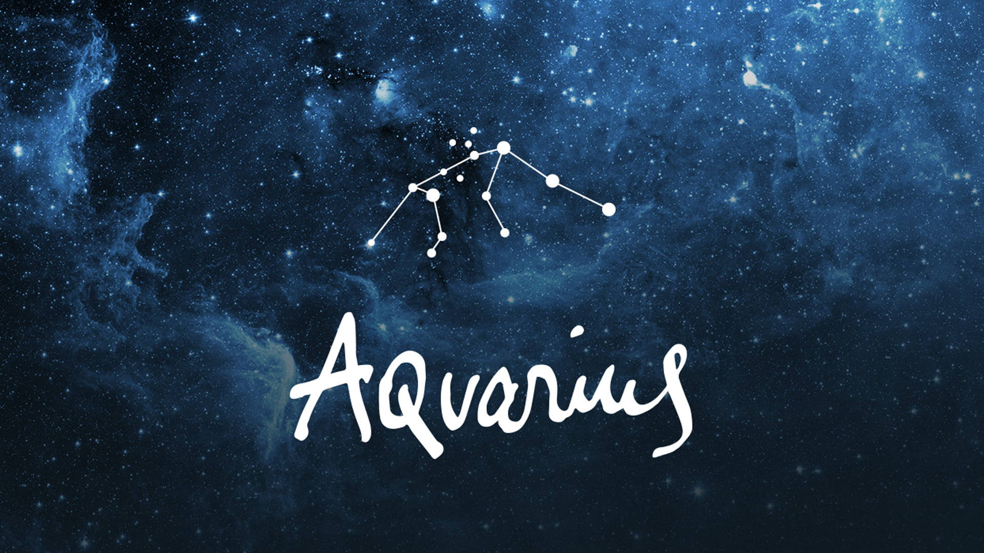 深藍色星空和宇宙雲中的水瓶座 — 星座 GIF 壁紙