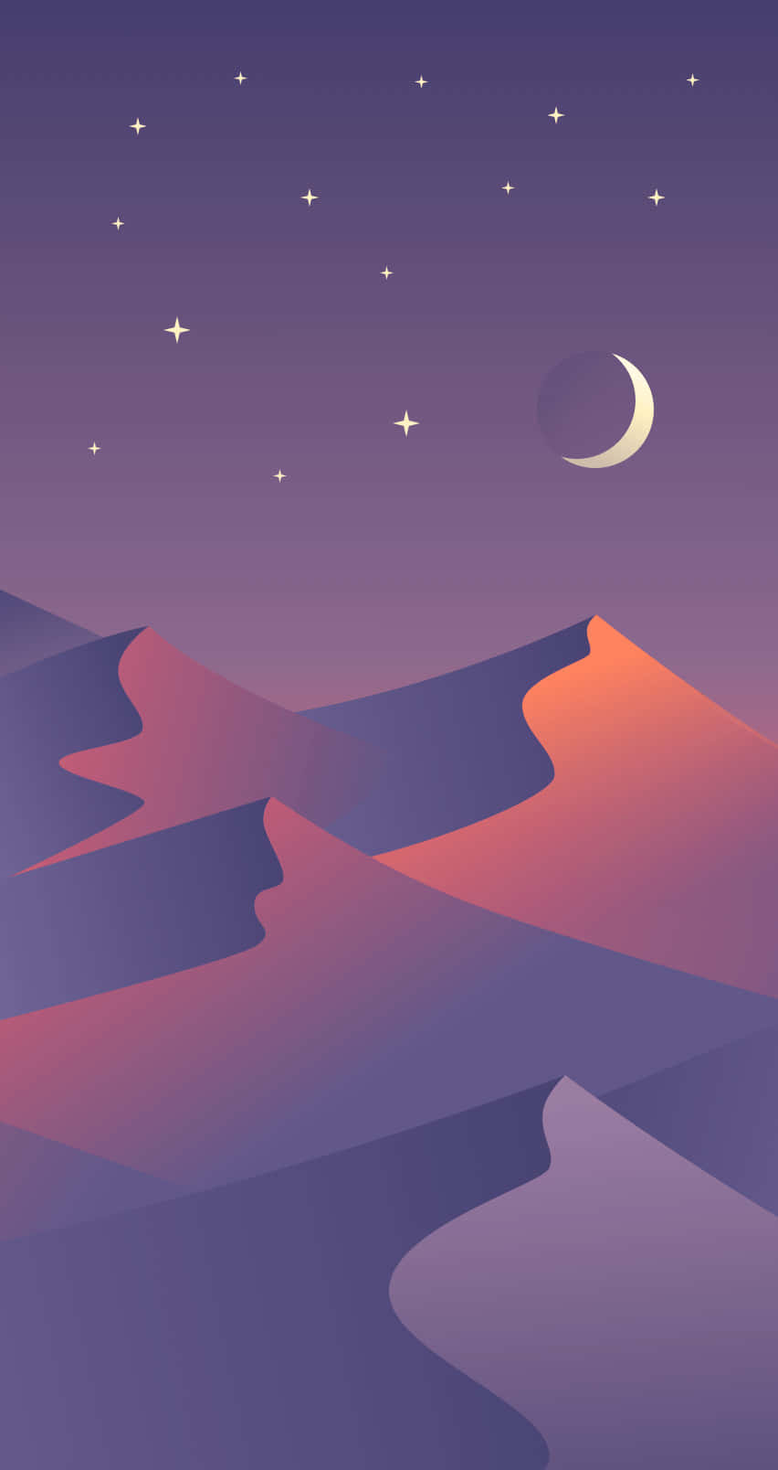 沙漠景觀中的月亮與星空 壁紙