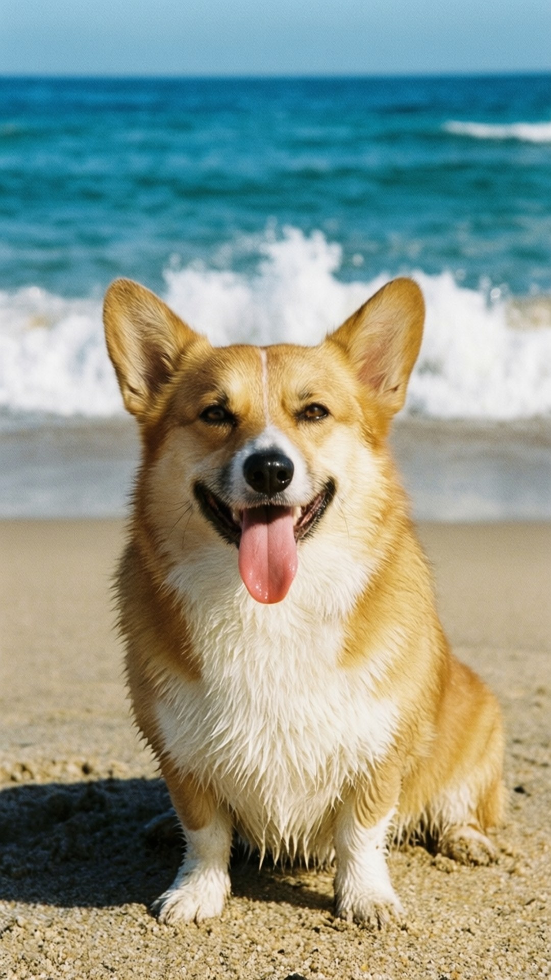 沙灘柯基犬 壁紙