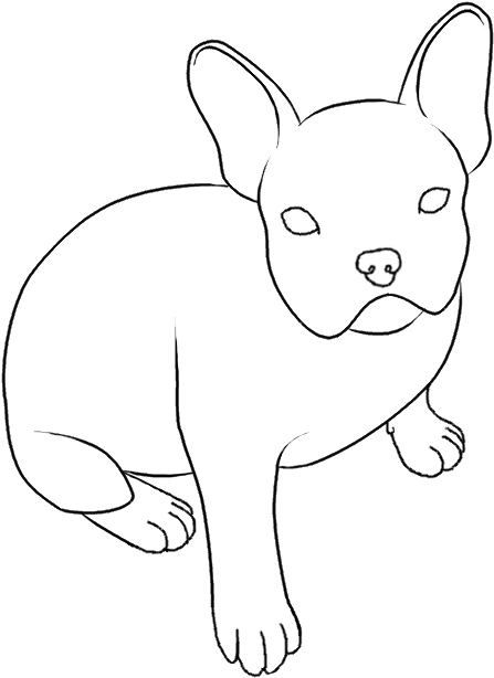 法國鬥牛犬線稿插畫 壁紙
