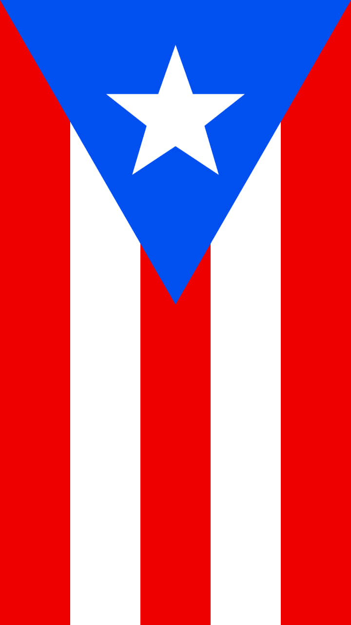 Puerto Rican 桌布 壁紙 — 波多黎各國旗有五條交替的紅色和白色垂直條紋，中央有一個藍色等腰三角形，上面有一顆白色星星。