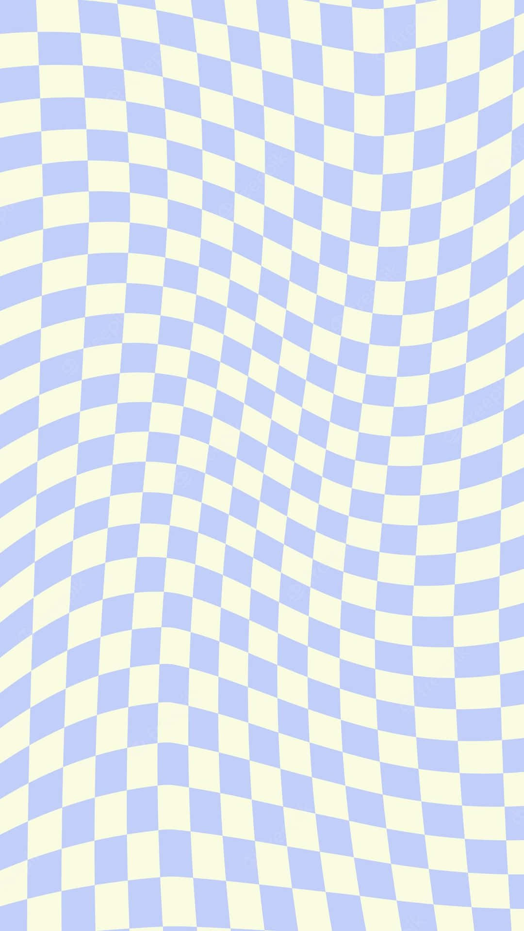 Checkered 桌布 壁紙 — 波浪形粉藍色和奶油色棋盤圖案營造出深度和運動的迷人錯覺。