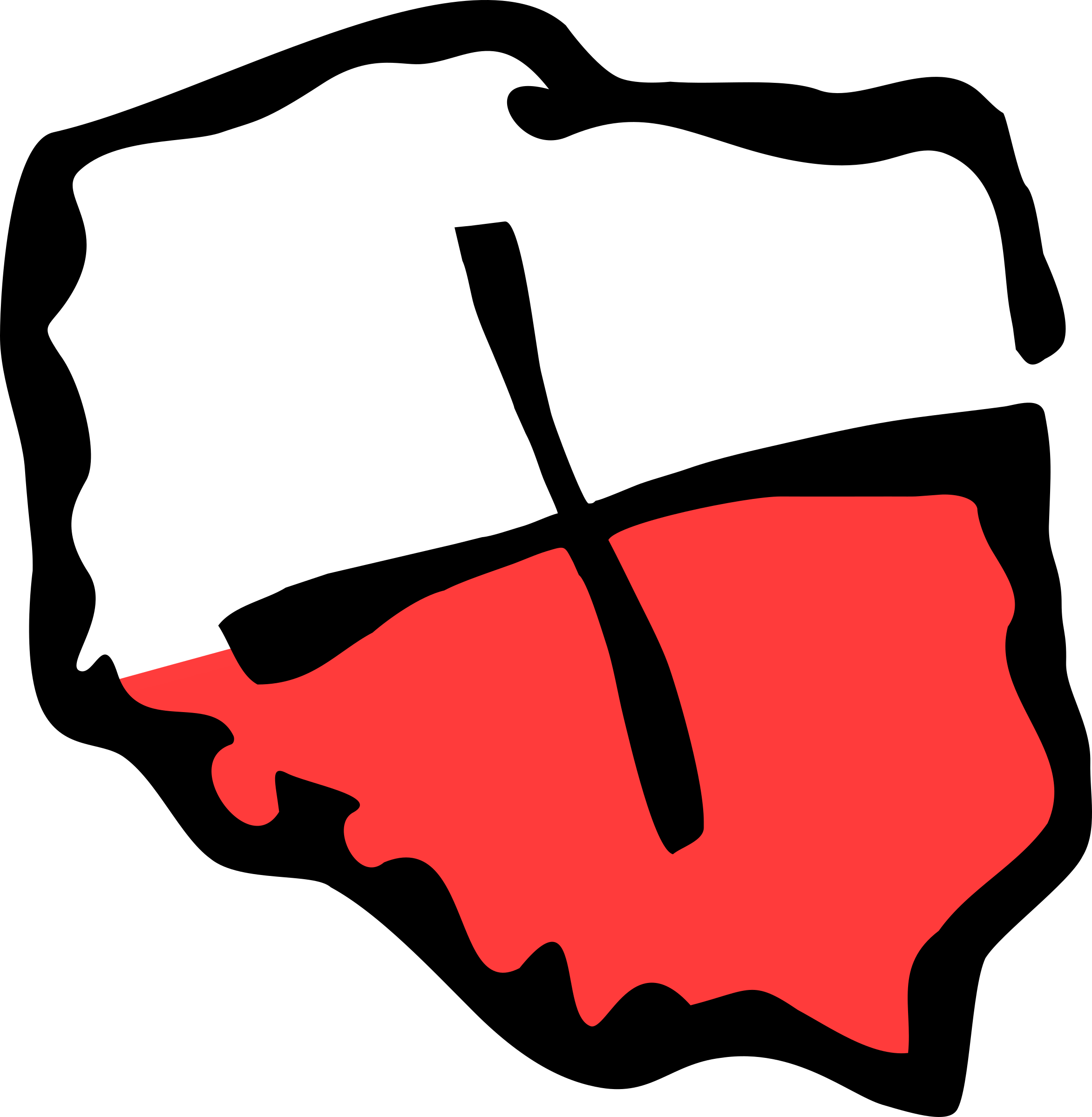波蘭 桌布 壁紙 — 波蘭地圖的大膽圖形，水平分割，頂部白色，底部紅色，由黑色十字分隔。