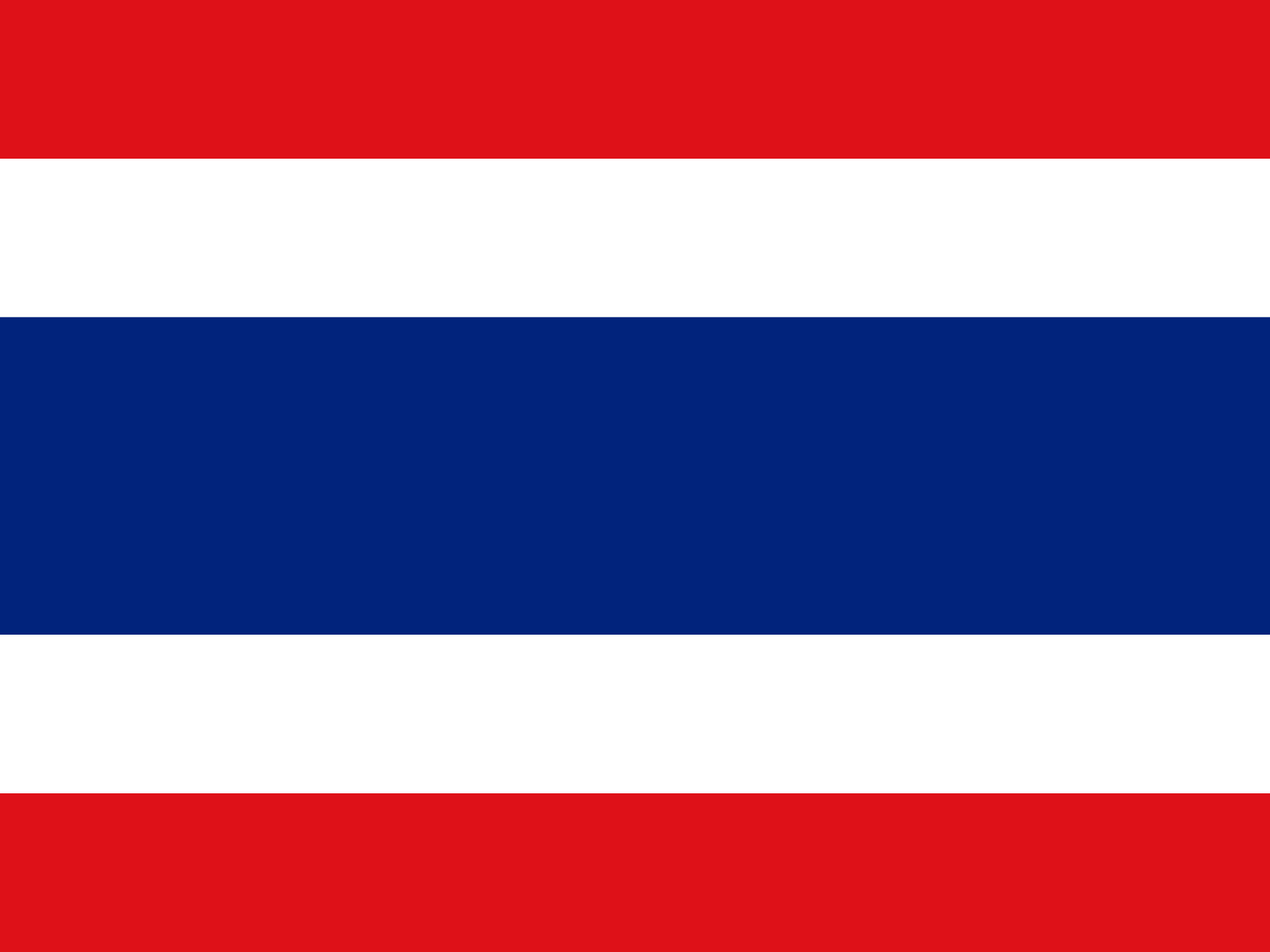 Flag 桌布 壁紙 — 泰國國旗由五條水平條紋組成，顏色為紅、白、藍、白、紅。