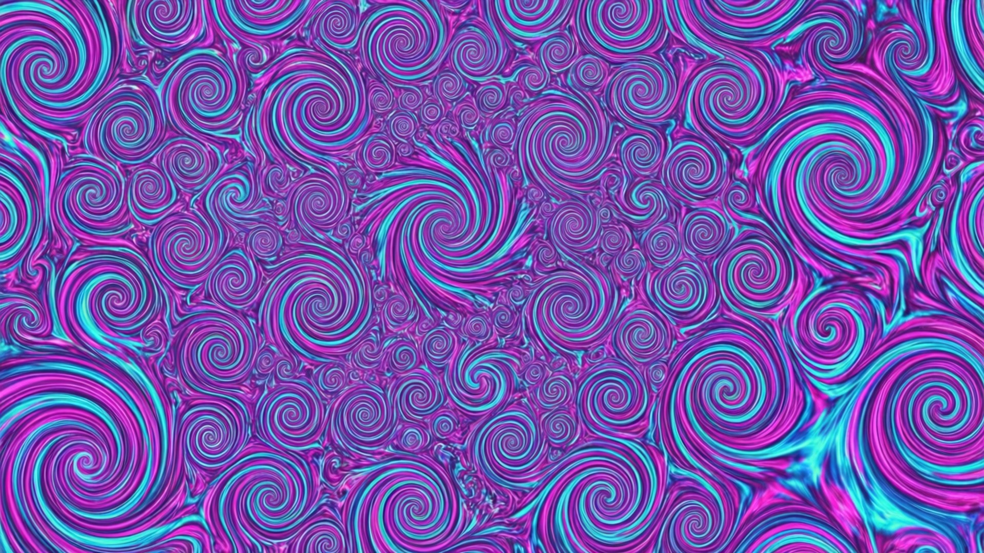 洋紅色與青色分形漩渦 壁紙