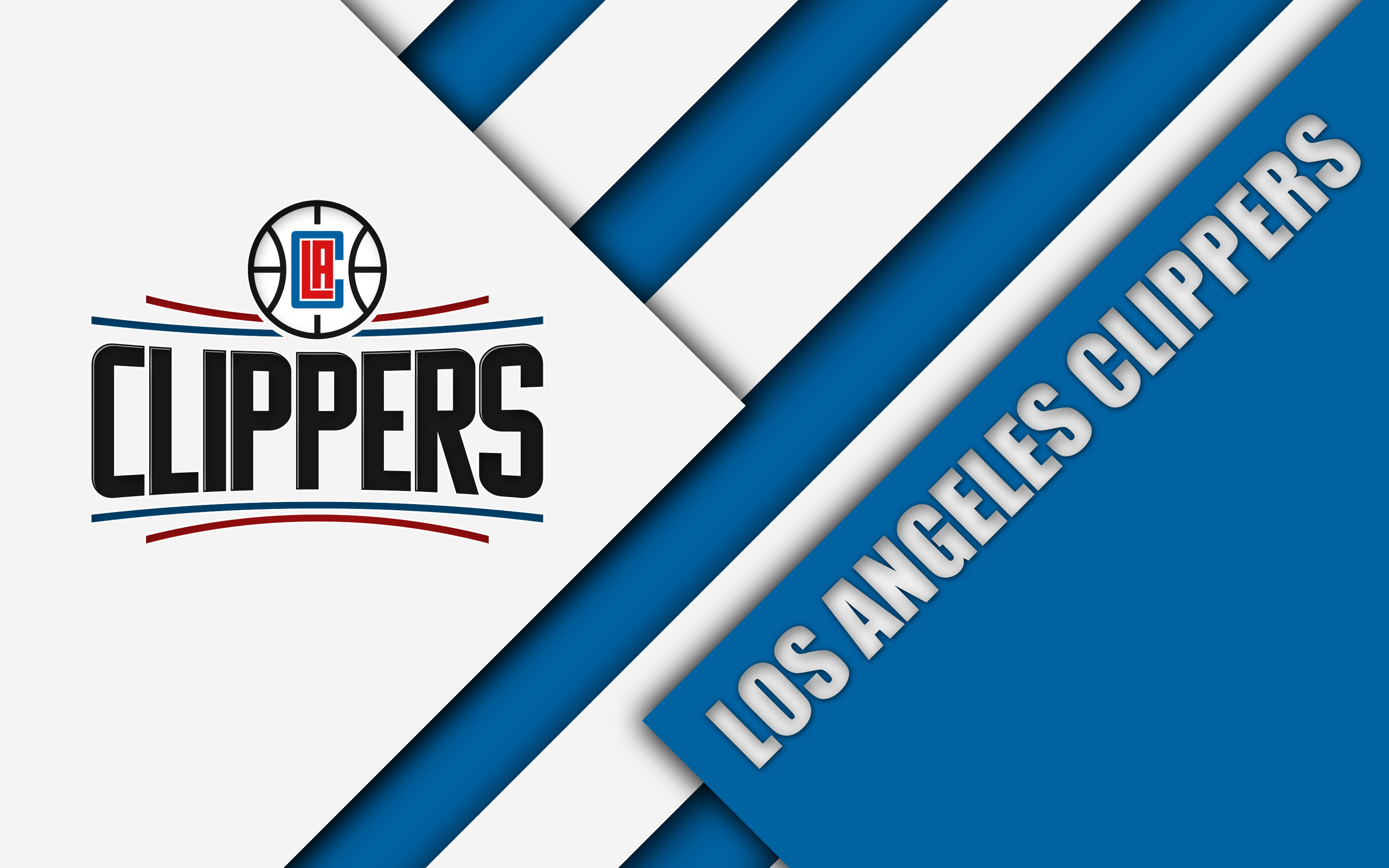 Clippers 桌布 壁紙 — 洛杉磯快艇隊標誌，背景為大膽的藍白斜紋。