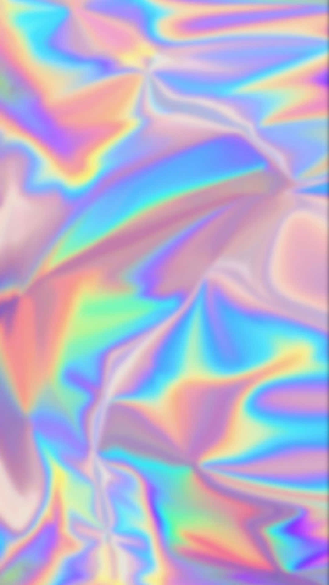  壁紙 — 流動的彩虹色表面在柔軟的起伏波浪中閃爍著變化的彩虹色調。