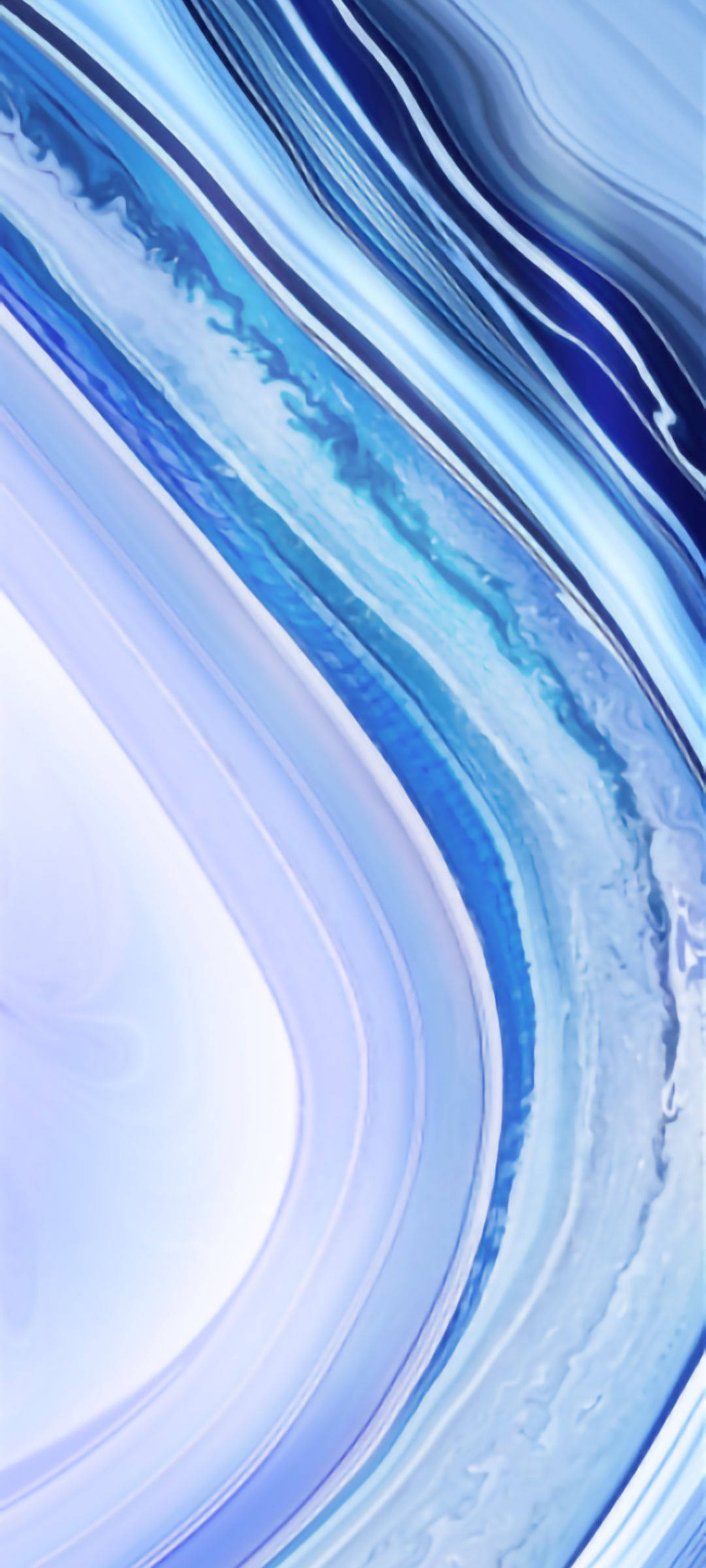 Marble Texture 桌布 壁紙 — 流動的抽象圖案，由層疊的藍色和白色波浪組成，類似拋光瑪瑙，帶有光滑光澤的曲線。