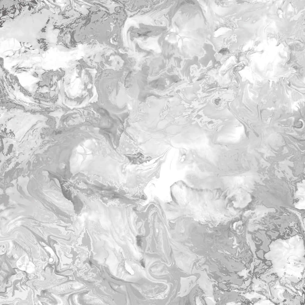 Grey Marble 桌布 壁紙 — 流動的抽象圖案，由旋轉的白色、灰色和銀色調組成，類似液態大理石或雲層形成。