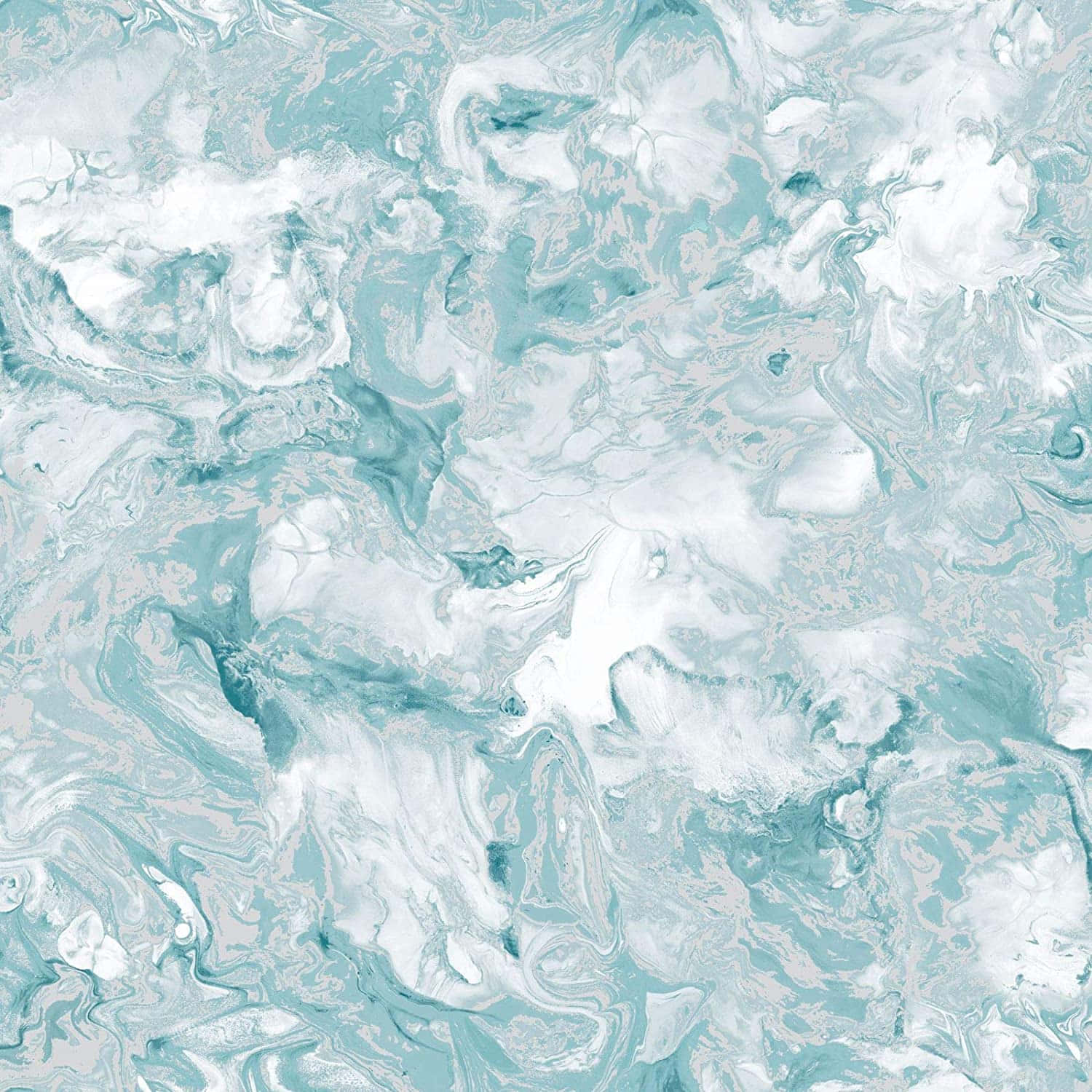 Teal Marble 桌布 壁紙 — 流動的抽象圖案，由旋轉的藍綠色和白色組成，類似液體大理石或海洋洋流。