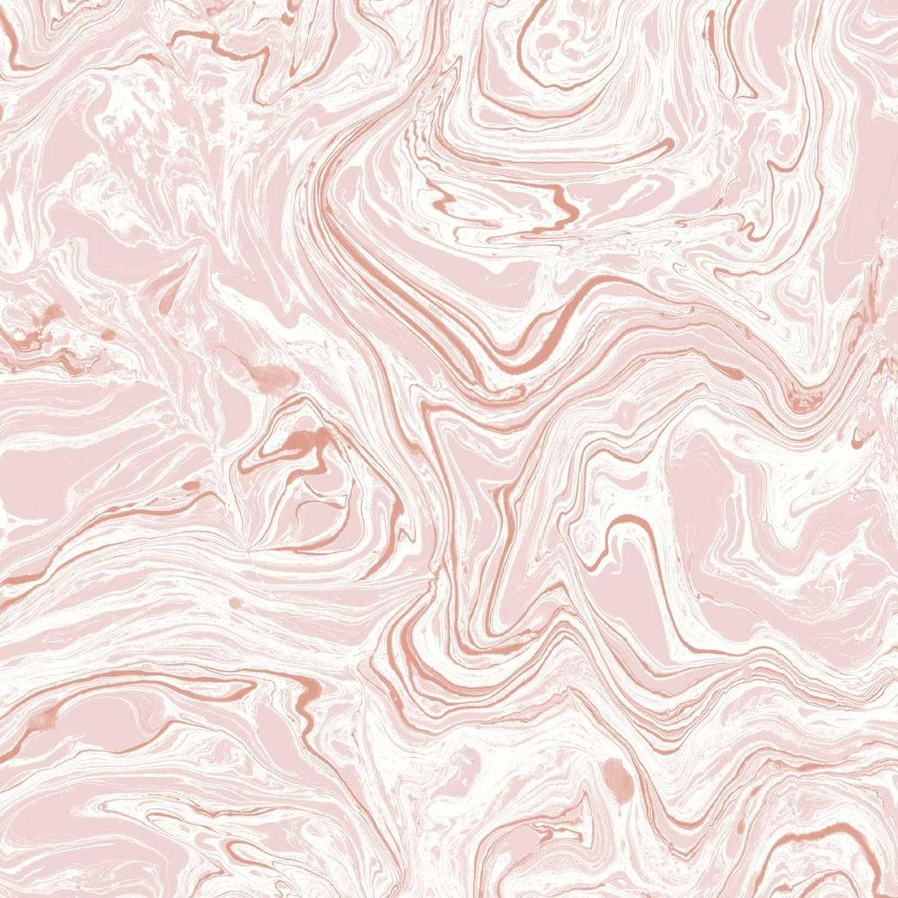 White Pattern 桌布 壁紙 — 流動的抽象圖案，由柔和的粉紅色、白色和玫瑰金色漩渦組成，類似液體大理石。