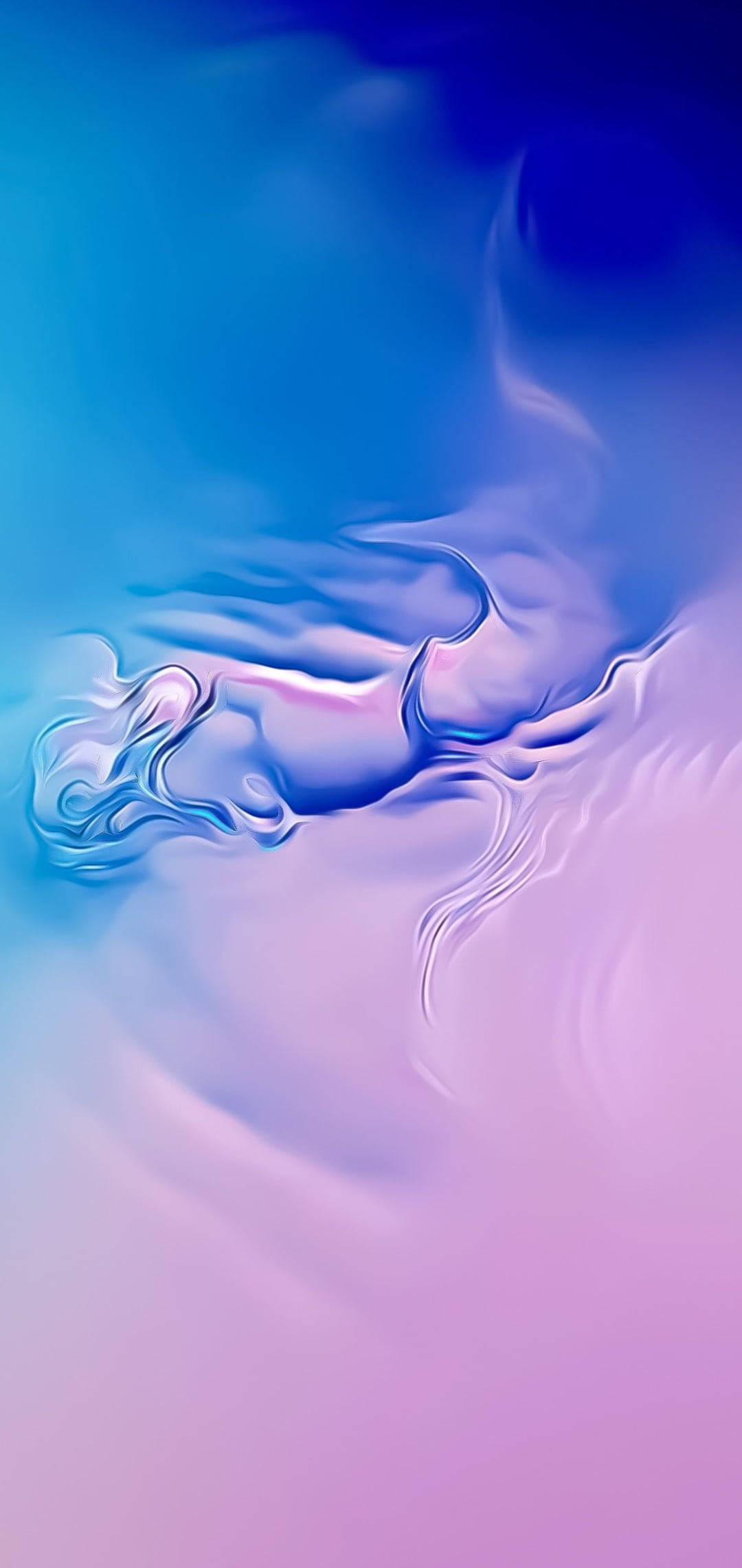 三星 桌布 壁紙 — 流動的抽象數位藝術作品，帶有漩渦狀的藍色和紫色漸變，類似液體光。