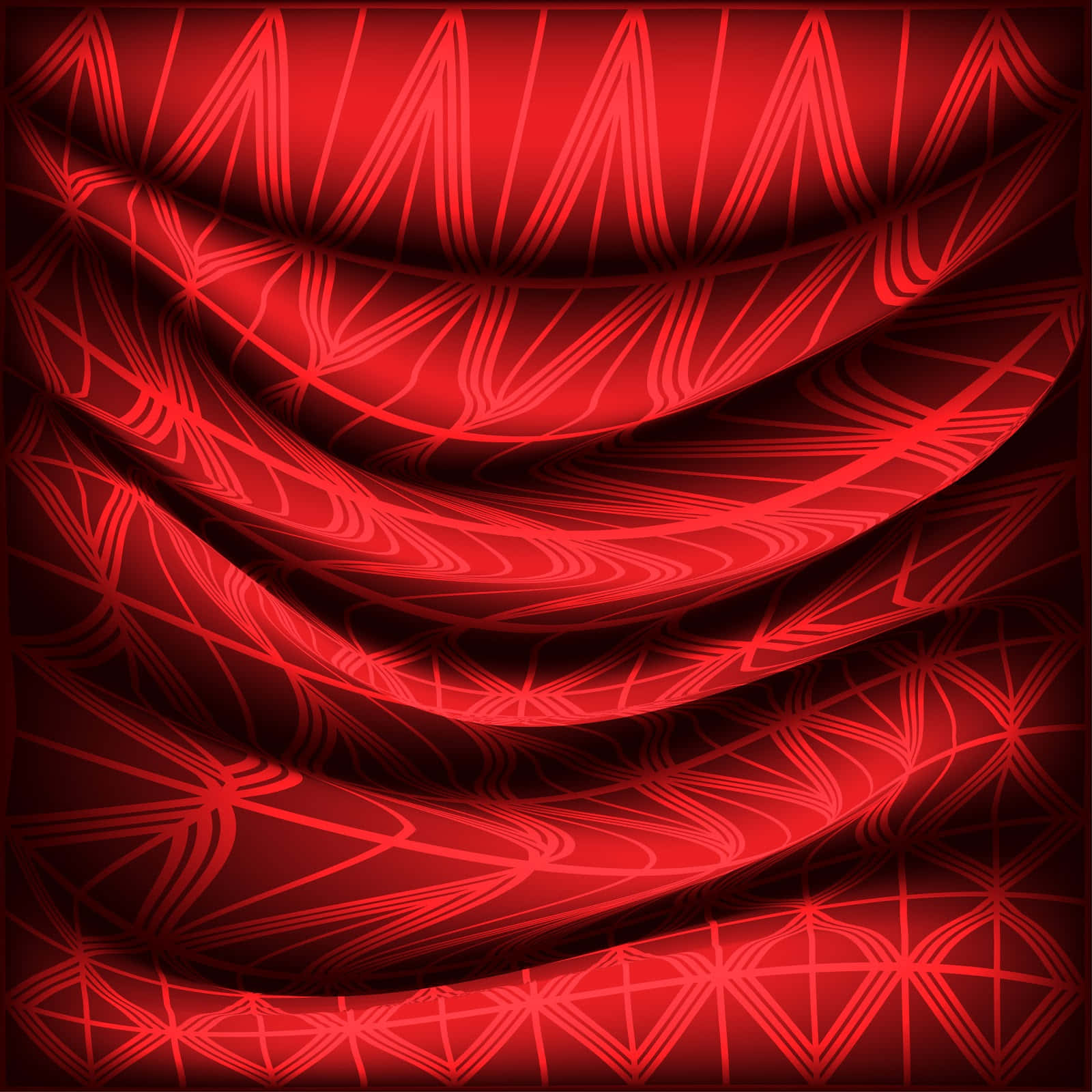 Red Texture 桌布 壁紙 — 流動的紅色布料帶有複雜的幾何圖案，營造出動態的抽象質感。