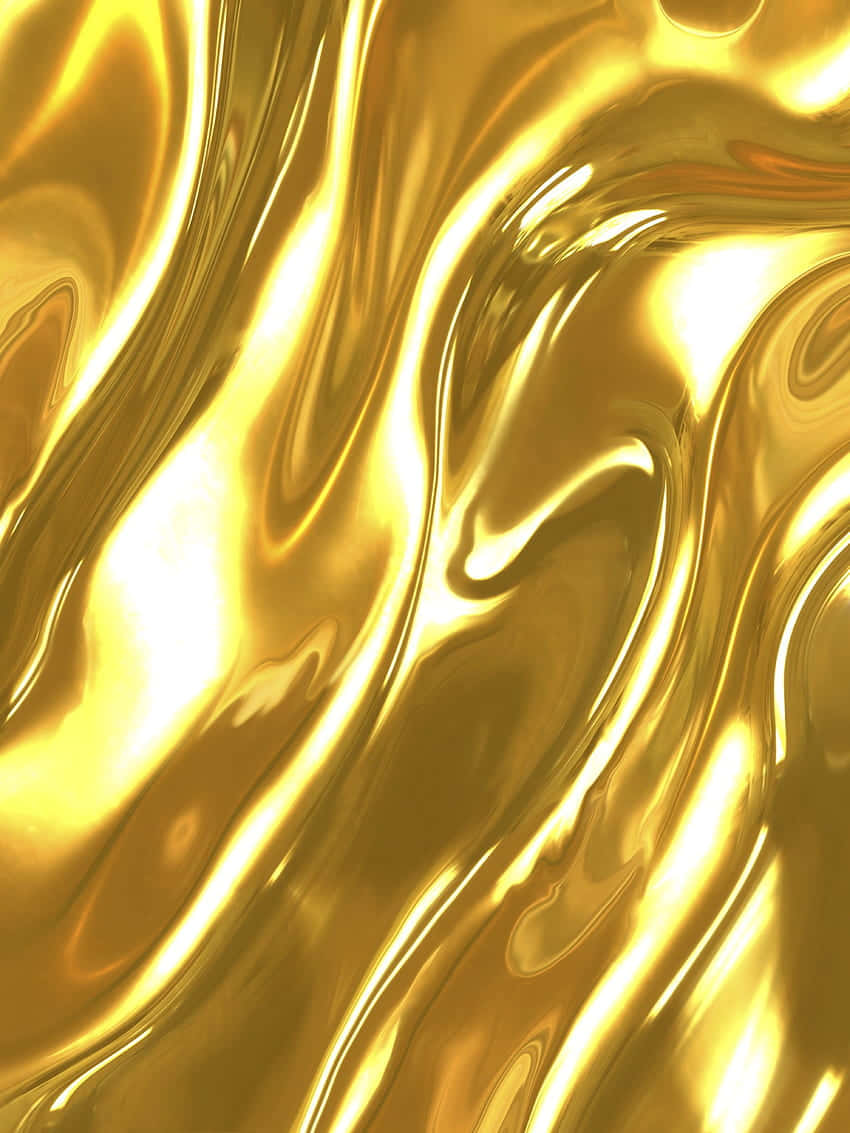 Gold Texture 桌布 壁紙 — 流動的金色液體表面，帶有明亮的高光和深邃的陰影，營造出奢華的抽象紋理。
