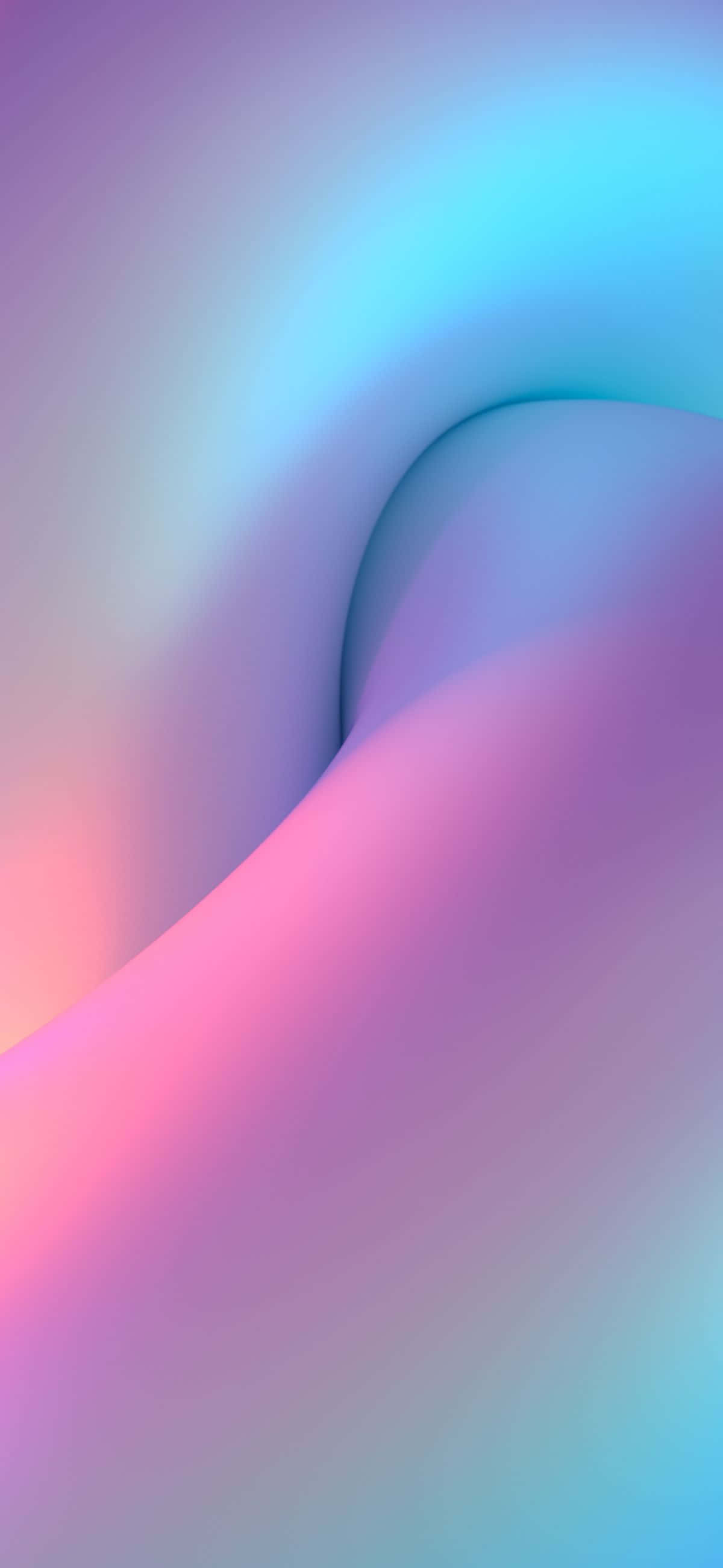 Cyan 桌布 壁紙 — 流暢的抽象形態，在柔和粉紅、藍色和紫色的漸變中優雅地彎曲。